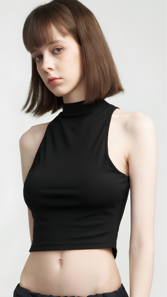 Black High Neck Top