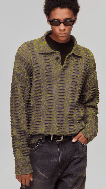 Yarn Collar Polo Sweater